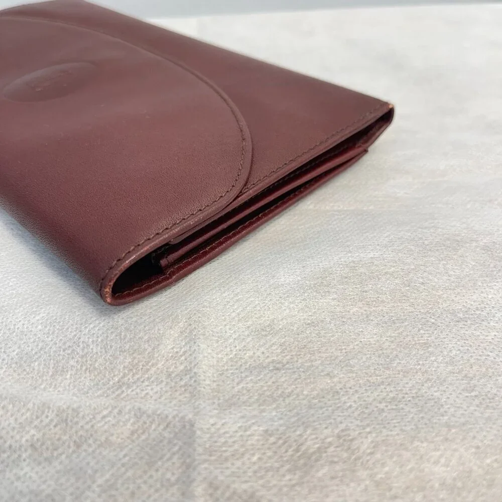 Must De Cartier Vintage Bordeaux Tri-fold Kisslock Leather Wallet - Preowned